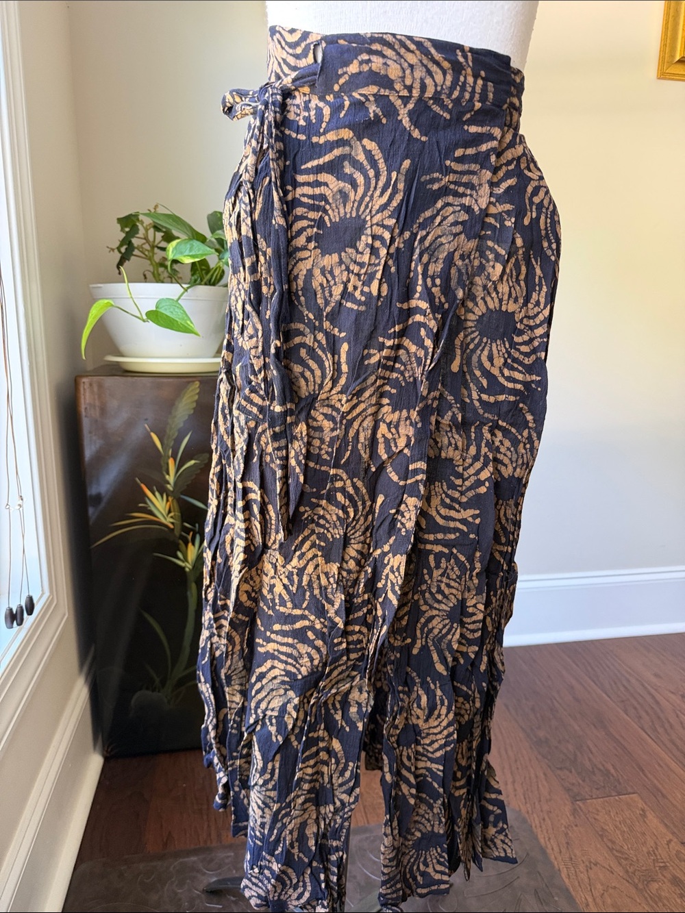 French Connection Black and Gold Swirl Print Wrap Sarong